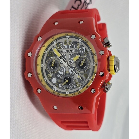 Invicta Accessories - Invicta Racing Valyron Unisex Quartz Chronograph Red Strap 41mm 69780 New In Box